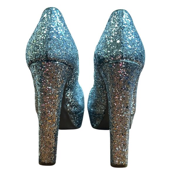 Miu Miu Silver Glitter Platform Heels Size 36.5 Pumps - Picture 5 of 9